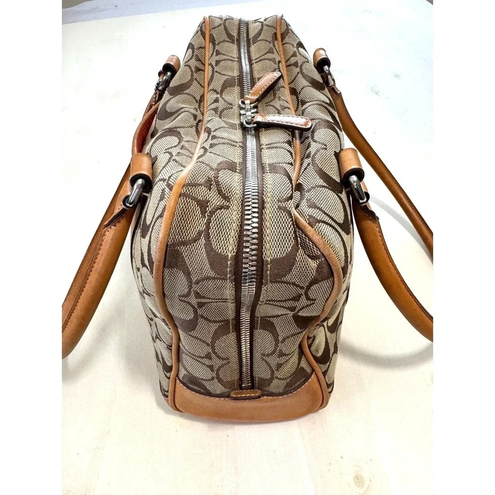 Coach Vintage Signature Satchel C1R-6097 Carry All Purse Leather Handles Canvas